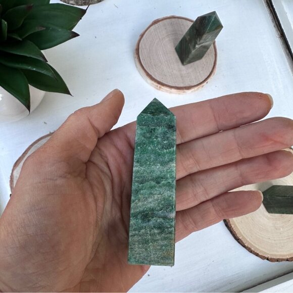 Nephrite Jade Small Obelisks Green Luck Crystal Point Tower Polished Gemstone - Picture 15 of 16